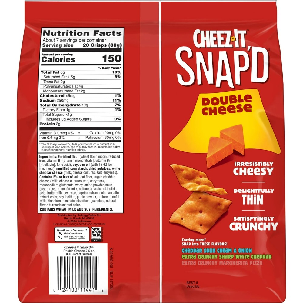 Cheez-It Snap'd Double Cheese Cracker Chips 7.5oz