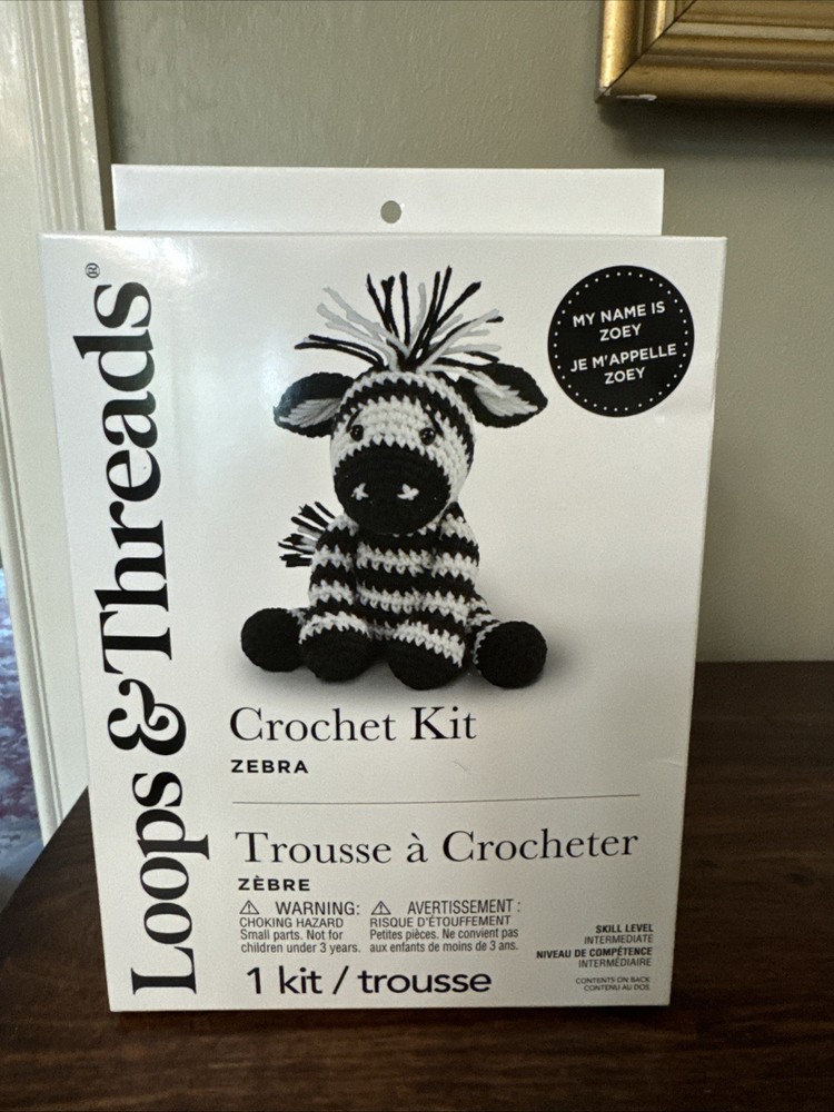 Loops And Threads Crochet Kit - Zebra- New In Box