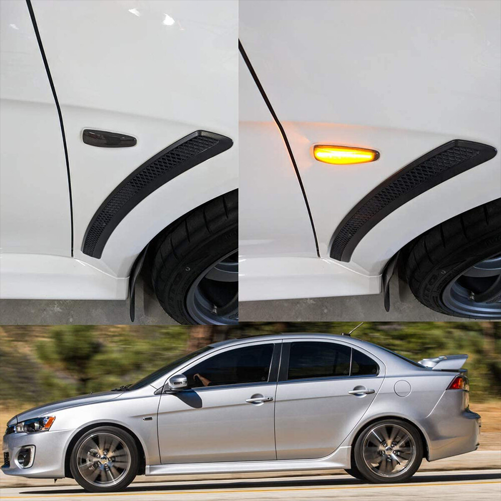 FOR MITSUBISHI LANCER EVO X AMBER SEQUENTIAL LED FRONT SMOKE SIDE MARKER LIGHTS
