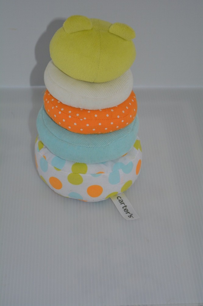 Carter's Plush Baby Soft Ring Stacker Frog Teether Toy Infant Learning HTF Rare