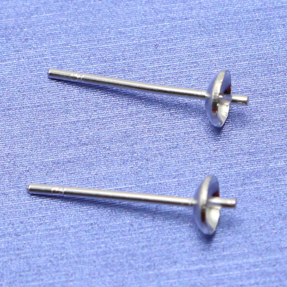 100 pcs Silver 4mm Blank Cup Peg Ear Post Pin Earring Stud with Stopper Brass