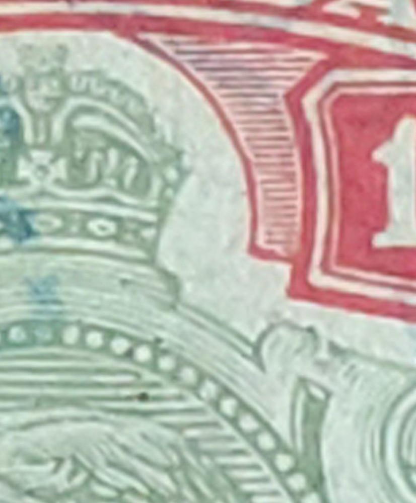 BERMUDA. GV. 1924/32. RARE ERROR! "Broken crown & scroll" on 10/- Used.