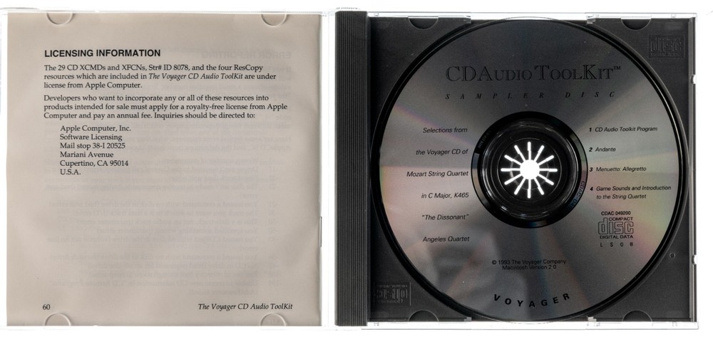 The Voyager CD Audio Toolkit for the Macintosh 2.0 Sampler Disc CD-ROM 1993