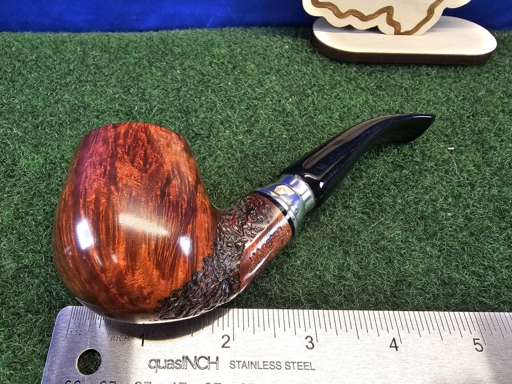 L'Anatra dalle uova d'Oro Partial Rustication Handmade Briar Pipe, Unsmoked