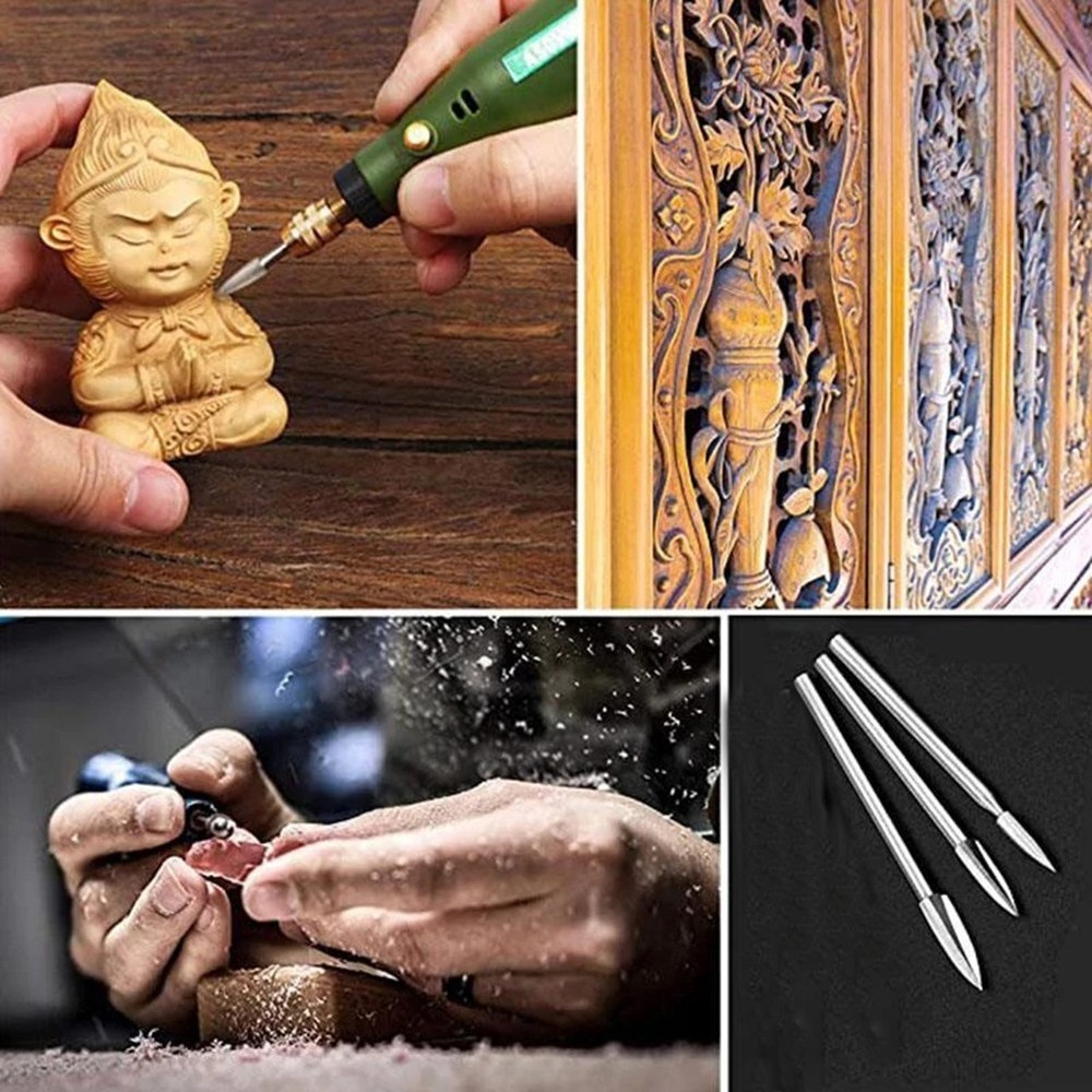 Accessories Wood Carving Tool Drill Bit 3PCS Drill Bit Set Grinding Tool