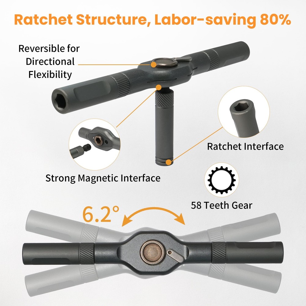 42PCS T-Shaped Ratchet Screwdriver Kit with Detachable Handle & Storage Case