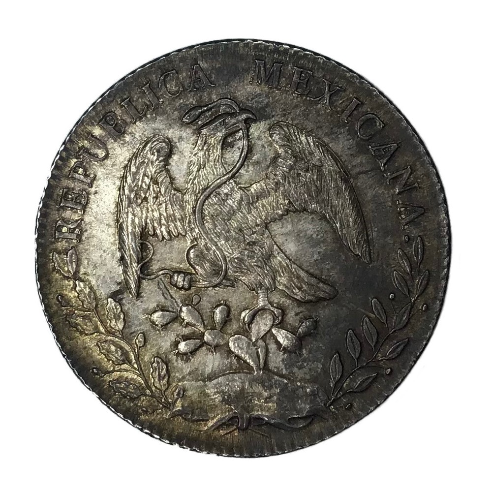1889 CA-MM Mexico Silver 8 Reales Ray-Snake Eagle UNC #