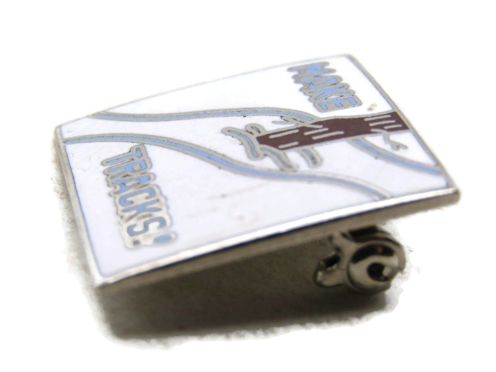 Make Tracks! Lettered Pin White Trail & Silver Tone