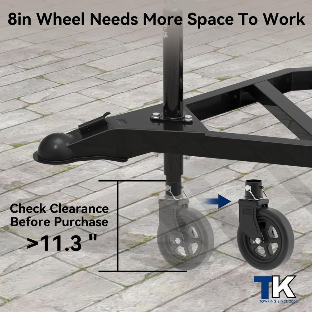2000lbs 8" Trailer Jack Swivel Caster with Upgraded Spoked Wheel and Pin for RV