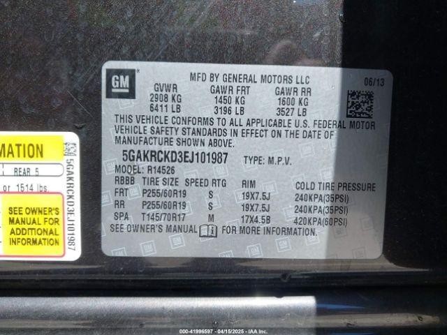 Used Deck Lid fits: 2014 Buick Enclave Grade A