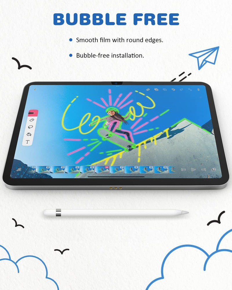 2 Pack Paper Screen Protector for 11th (A16)/10th Generation, Transparent