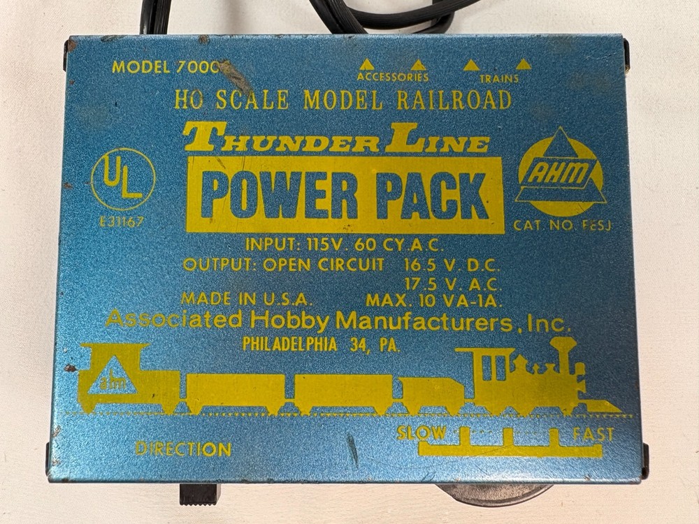 AHM Thunder Line Power Pack 70002 Transformer HO Scale Model Railroad Untested