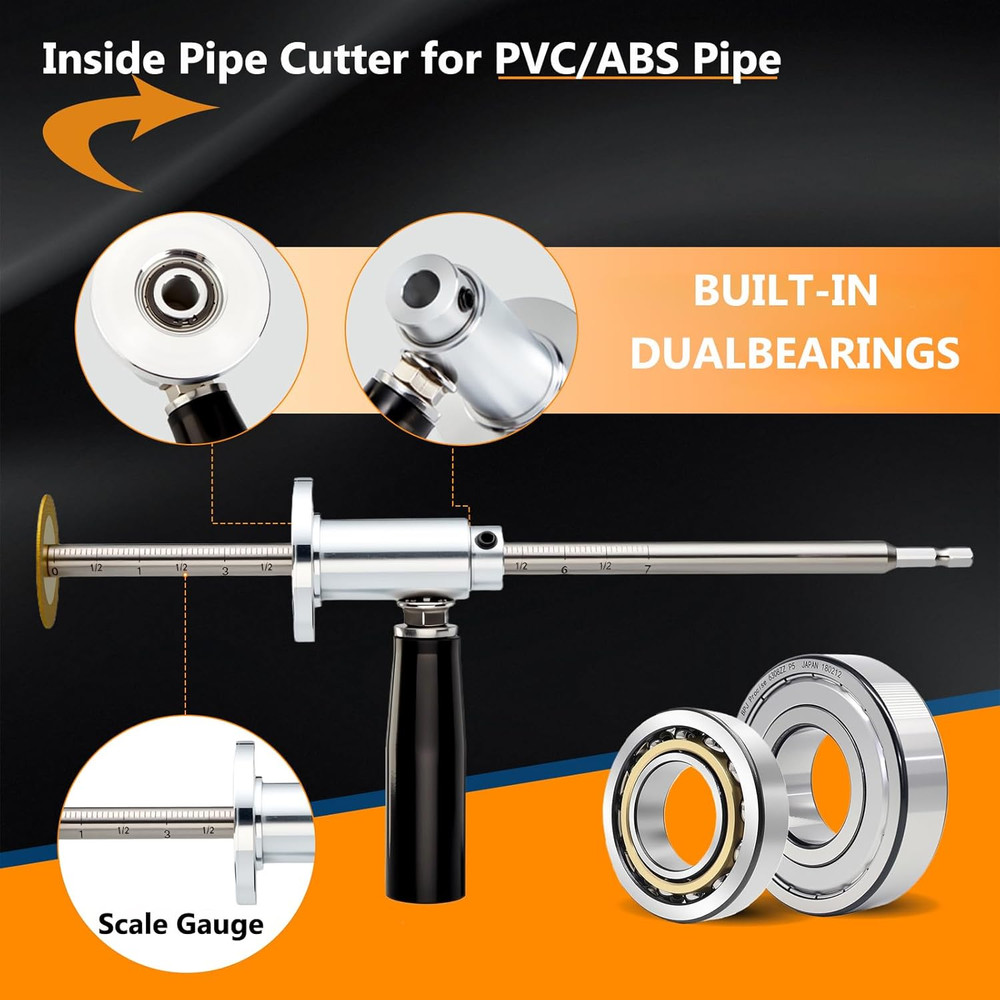 Internal/Inside PVC-ABS Pipe Cutter Tool for Drill with Handle and 3 Diamond Pvc
