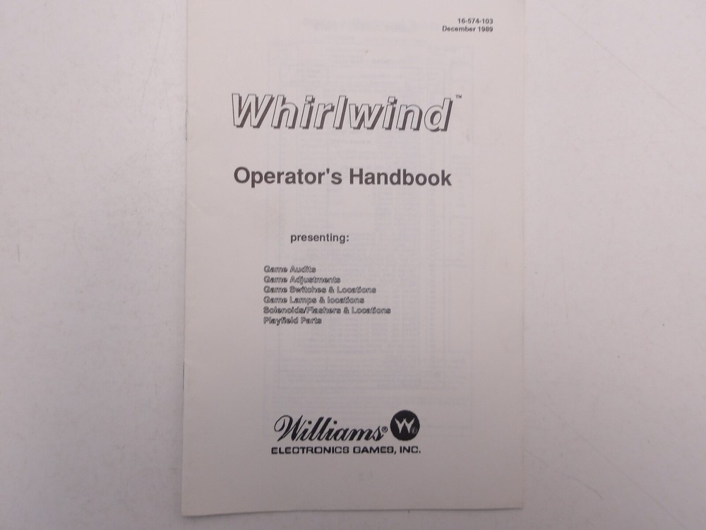 Williams: Whirlwind-  Operators Handbook