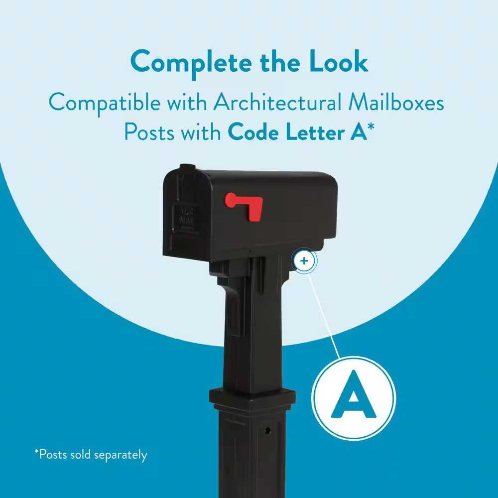 Parsons Black, Medium, Plastic, Post Mount Mailbox
