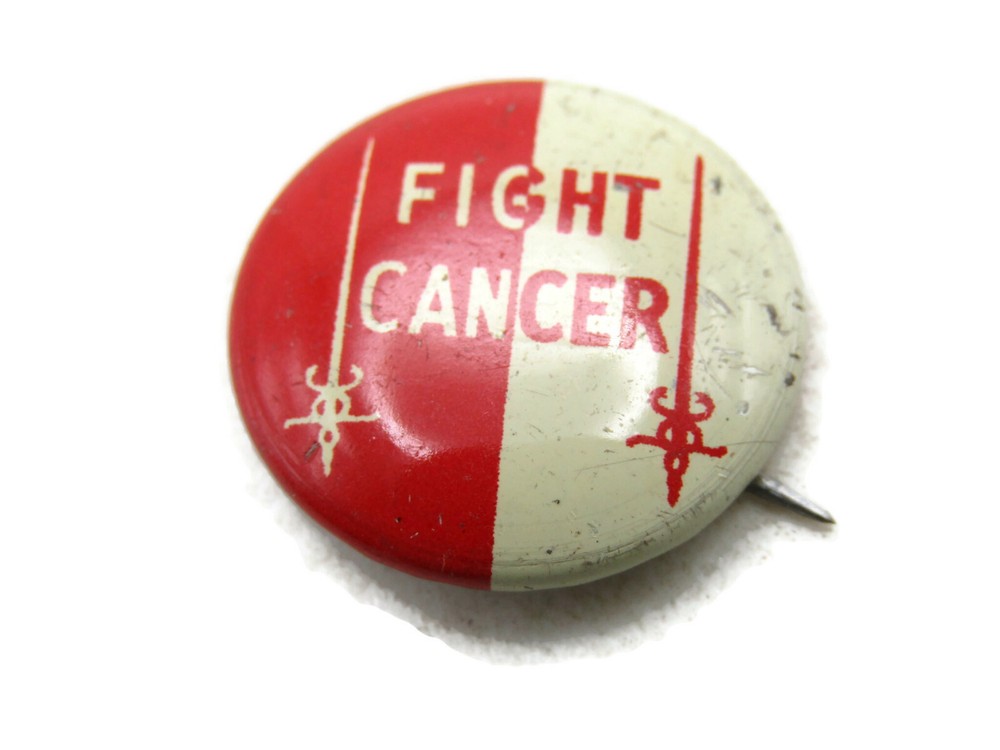 Vintage Fight Cancer Button Red & White