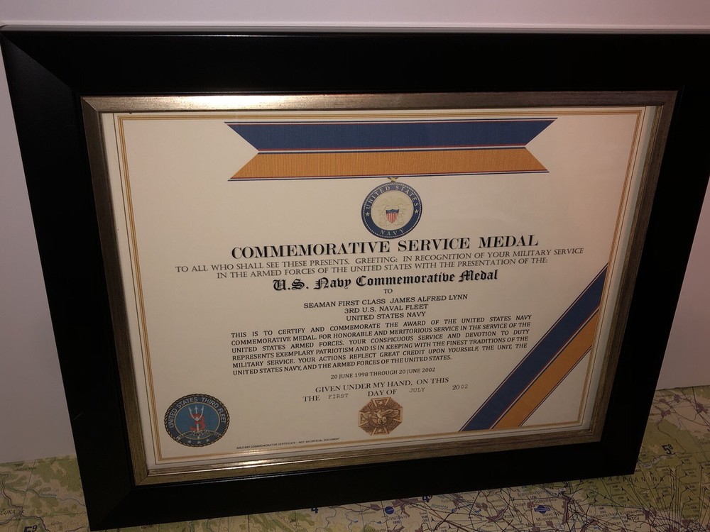 U.S. NAVY COMMEMORATIVE MEDAL CERTIFICATE ~ Type 1