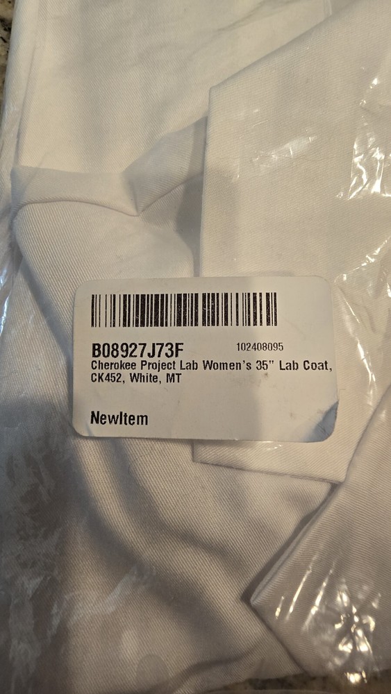 Cherokee White Project Lab Coat Notched Lapels Button Closure 3 Pockets CK452 M