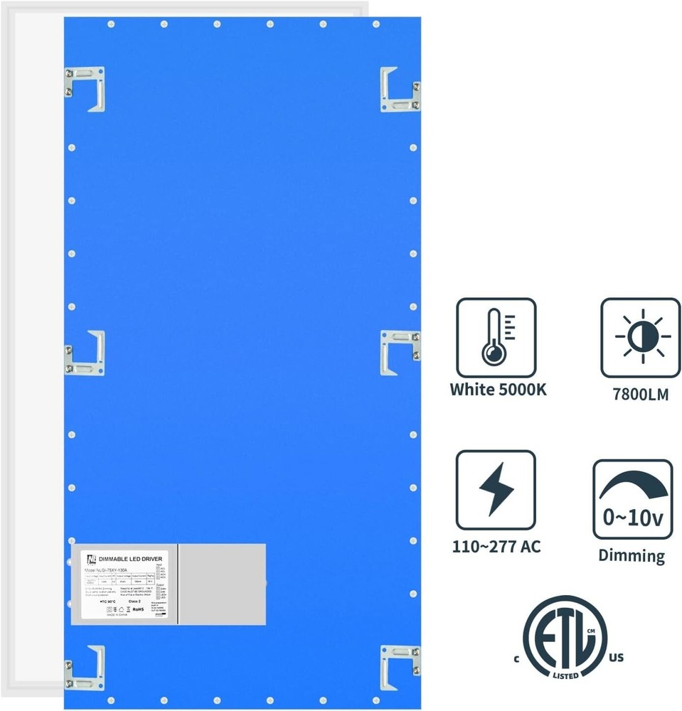 2x4Ft LED Panel Troffer Edge-Lit Flat (8 Pack) 75 Watt,7800LM Drop Ceiling Light