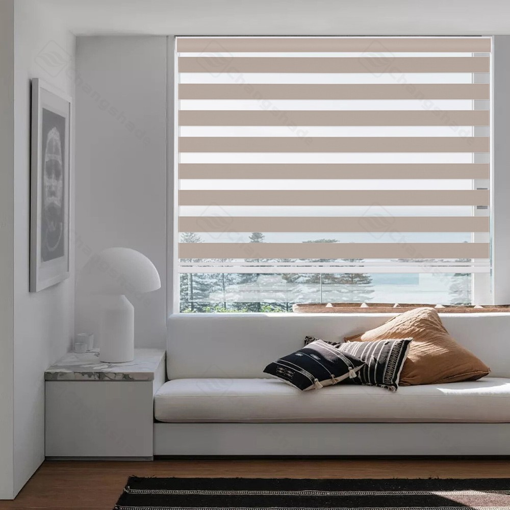 Cordless  85% Blackout Customized Size Dual Layer Zebra Shades Roller Blinds