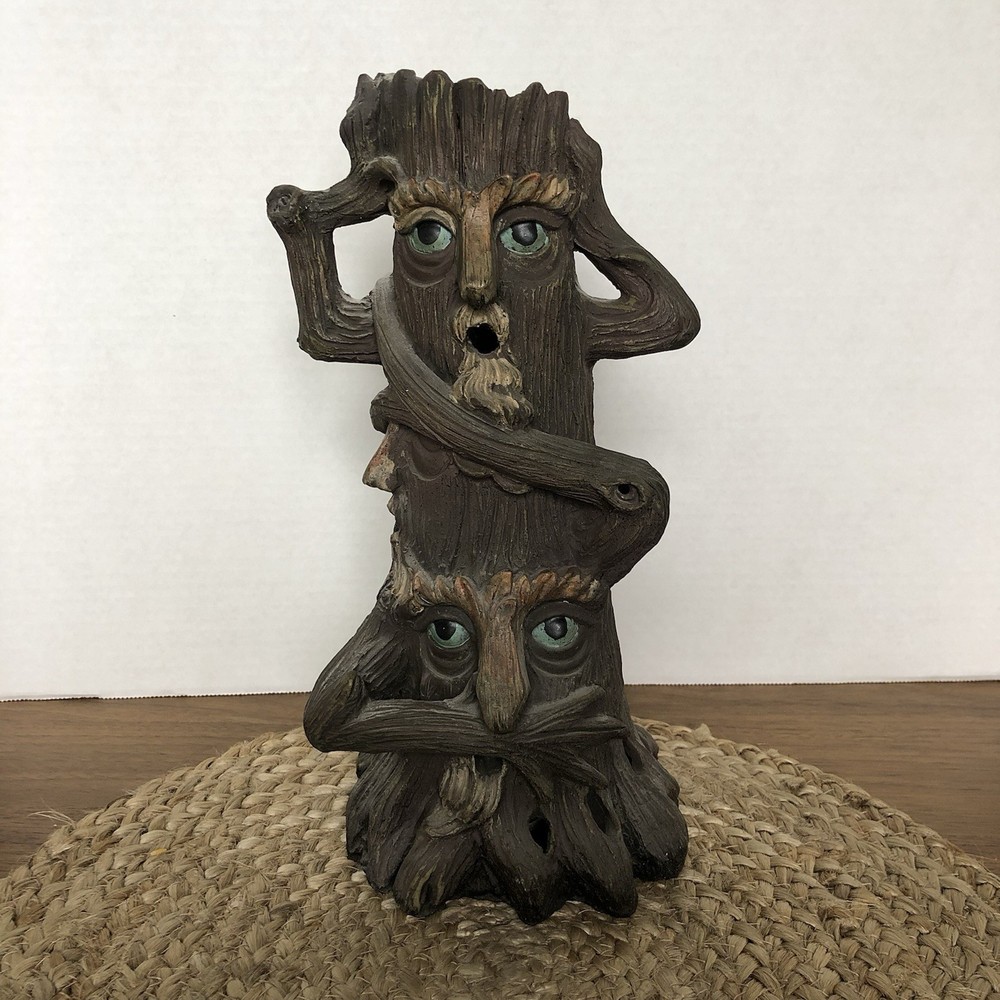 Tree Spirit Incense Burner 11.5"h Hear See Speak No Evil wizard magic decor