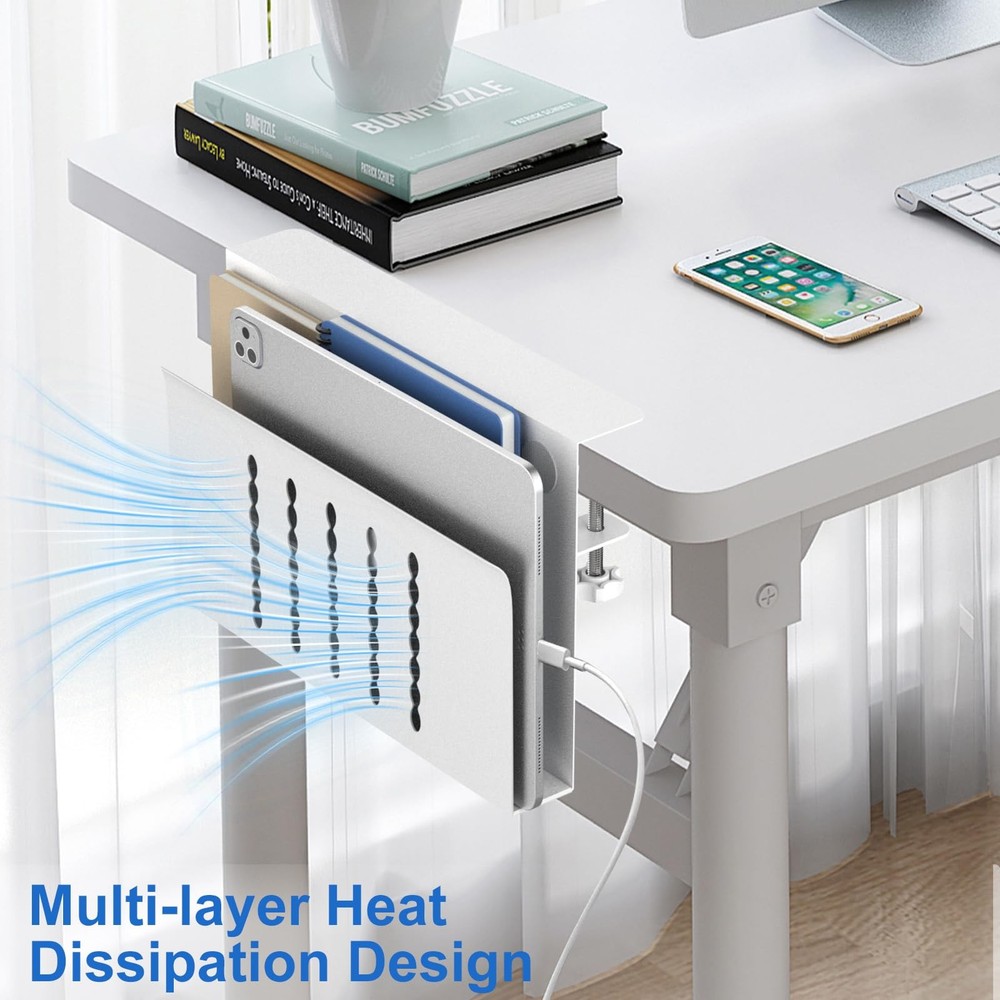 HAMOPY Desk Side Storage, Single-Layer Steel Hanging Single(1 Tier), White