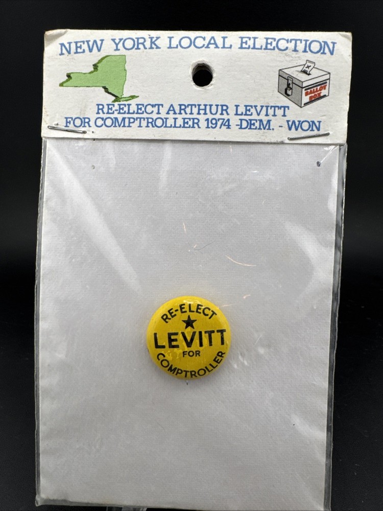 Re-Elect Arthur Levitt NY State Comptroller New York Campaign Pin Pinback Button