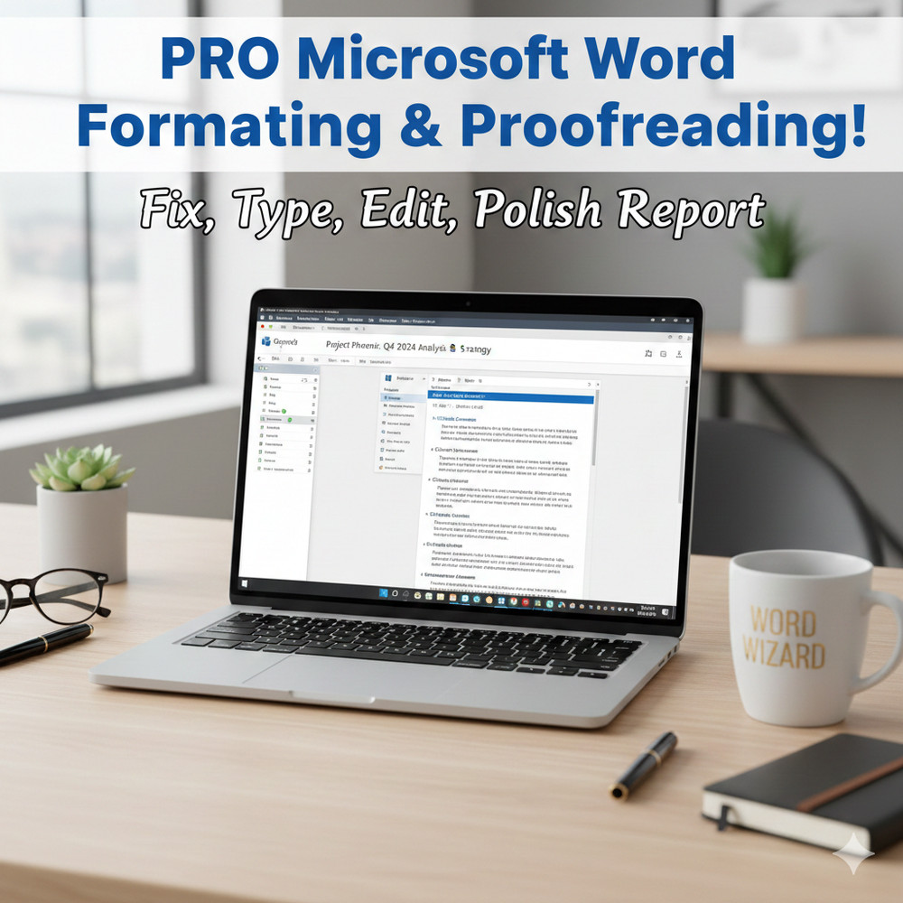 PRO Microsoft Word Formatting & Proofreading! Fix, Type, Edit, Polish Report