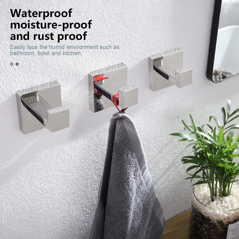 Bathoom Towel Hook Wall Mount Square Bath Robe Hook Coat Hook Kitchen Garage Hea