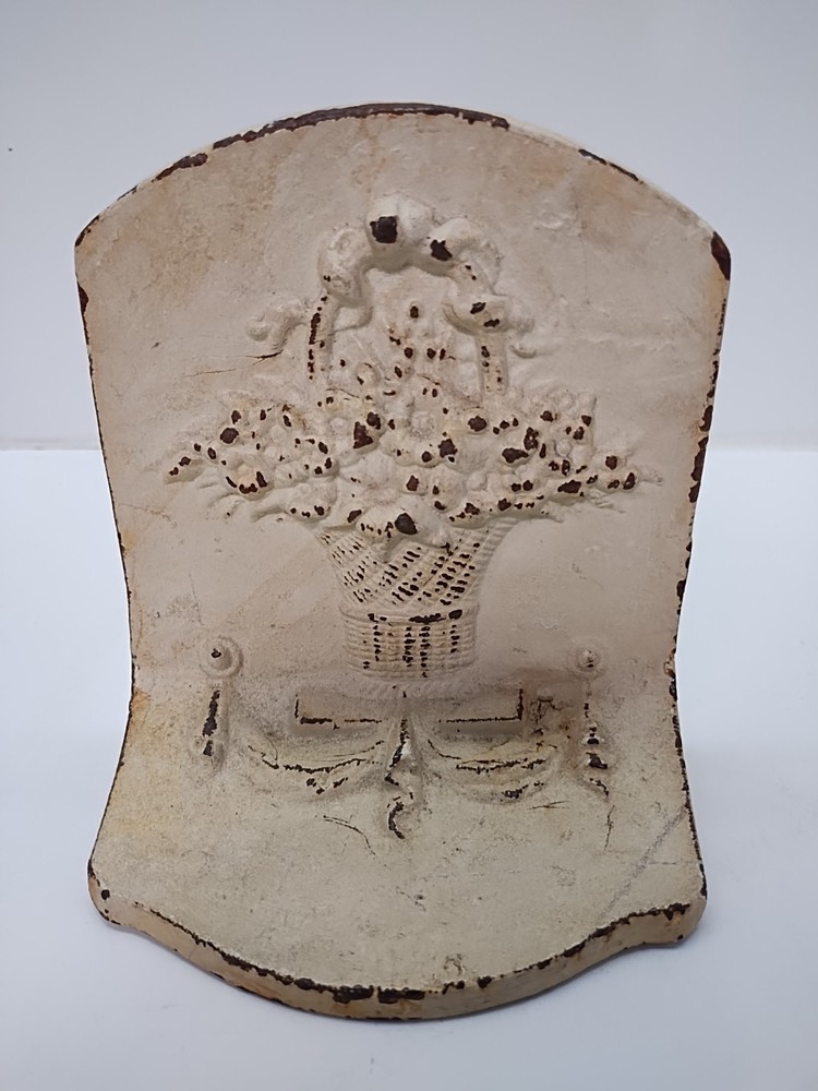 cast iron flowera bookend white
