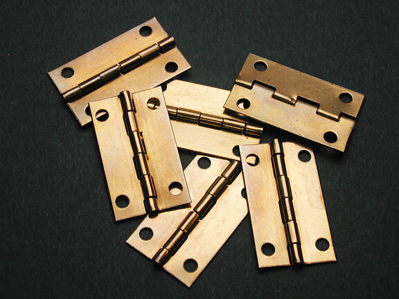 Brass Rectangle Hinges #1277, 6 Each, Includes Mounting Hardware, New Old Stock