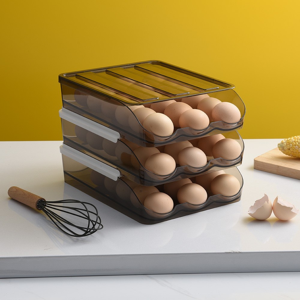 Acrylic Kitchen/Fridge Gravity Egg Dispenser Tray - Holds 18 Eggs - Stackable