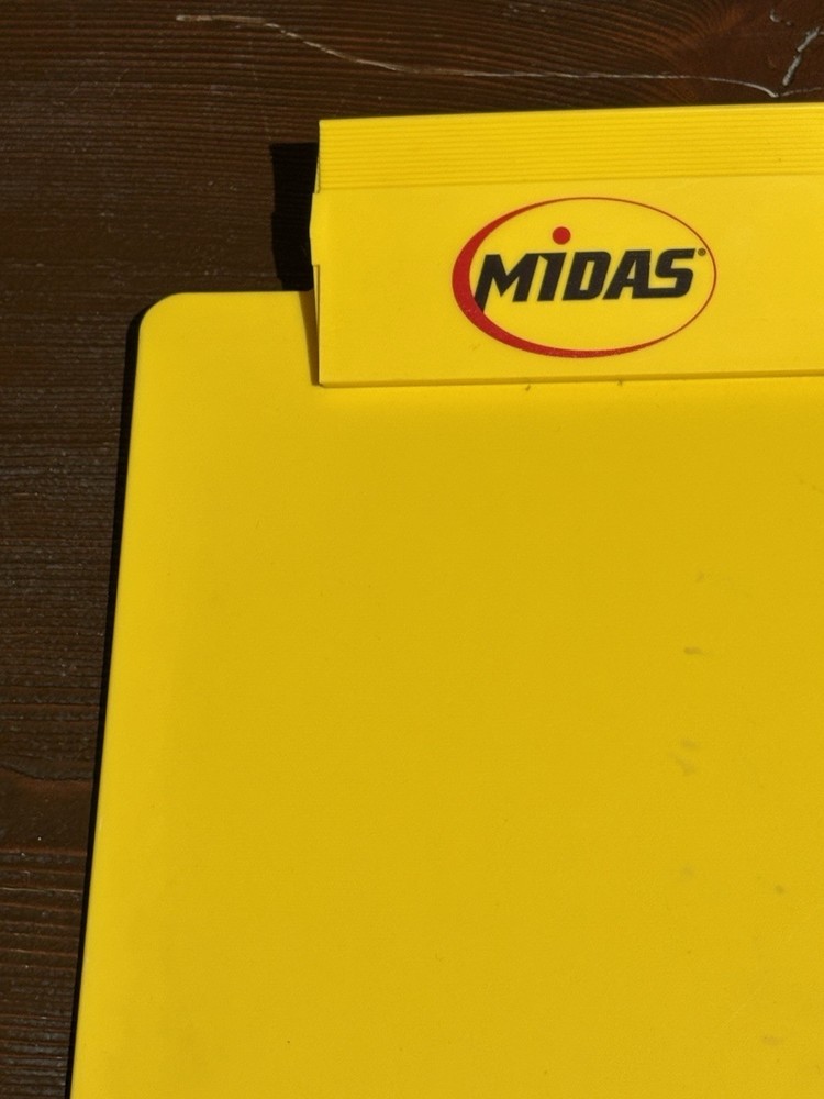 Midas Auto Service Clipboard Document Holder Yellow Plastic 15”x9” Morco 2010