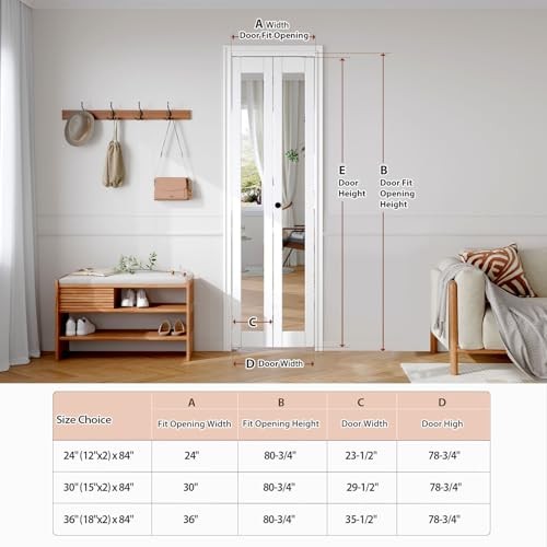 Preassembled Bifold Mirrored Barn Doors for 24x80 24"x80" White
