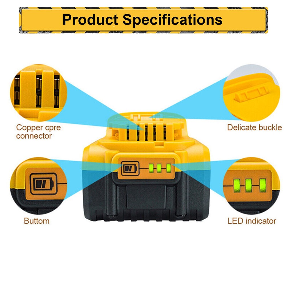 2 Pack Battery Replacement for DeWalt 20V 20 Volt 8.0Ah Max DCB200 DCB204-2
