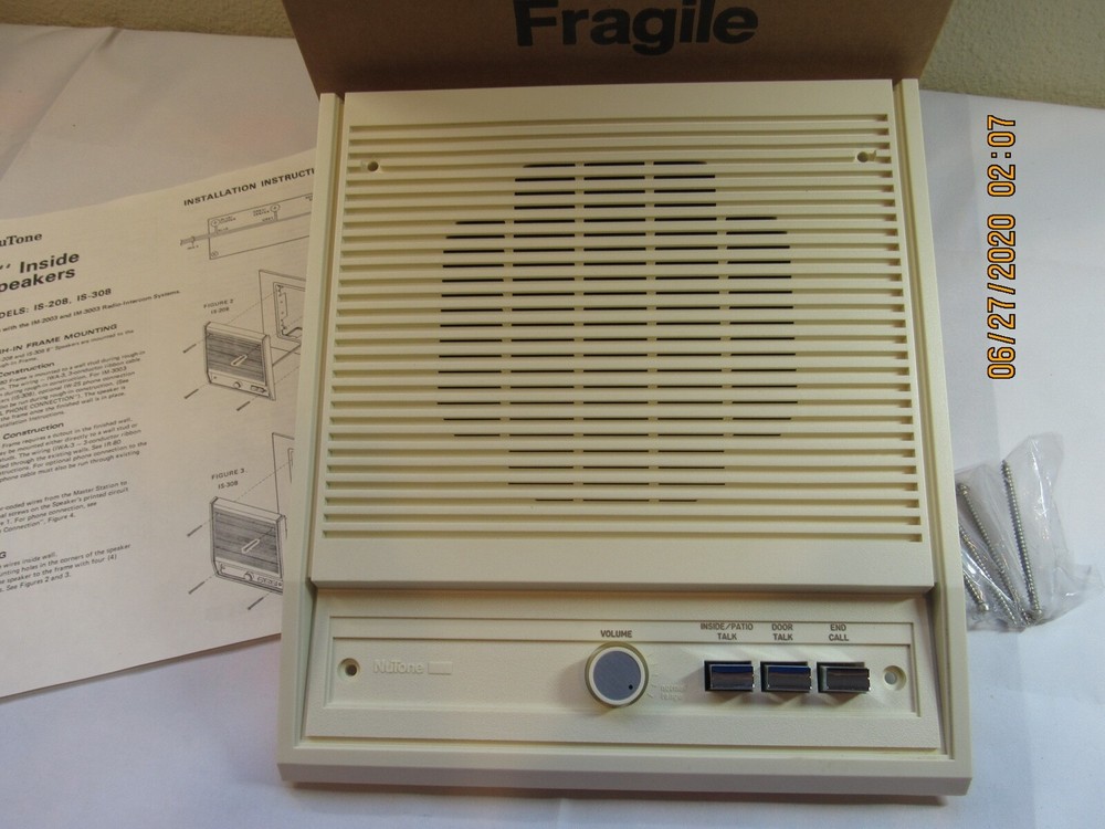 Nutone IS-308L 8" Inside Speaker With Controls Adobe White for IM-3003 System