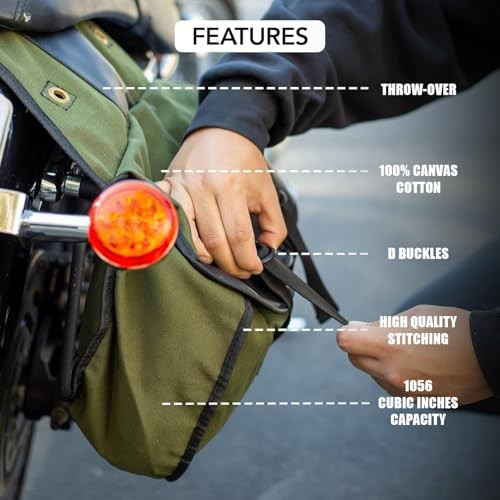 Quick-Easy Universal Fit Throw Over Motorcycle Canvas Biker Cargo Solid Black