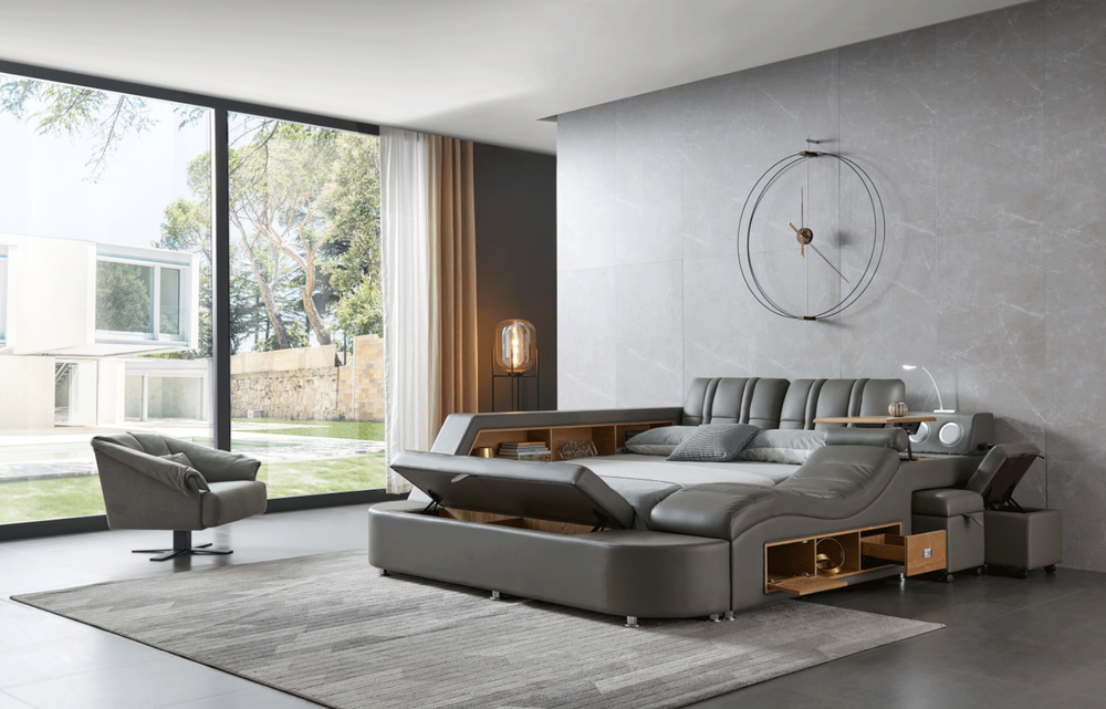 ESF Extravaganza Tesla King Size Bed with Storage with Massage Chaise