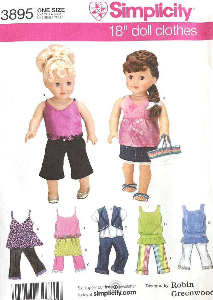 Simplicity 18" Doll Clothes  Pattern 3895 UNCUT
