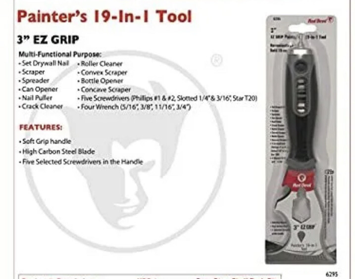 2X Red Devil 6295 EZ Grip 3" Painter's 19 In 1 Tool With Soft Grip Handle