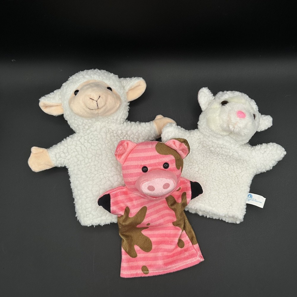 Three Hand Puppets Two Lambs And One Pig