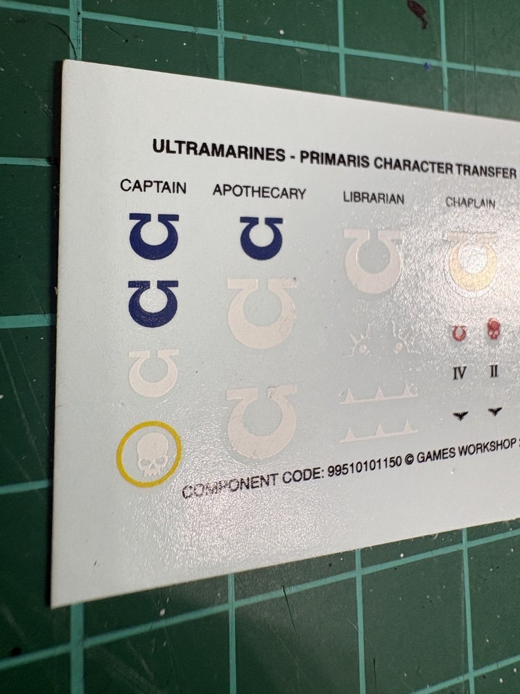 Primaris Ultramarines Character Transfer Sheet Decals