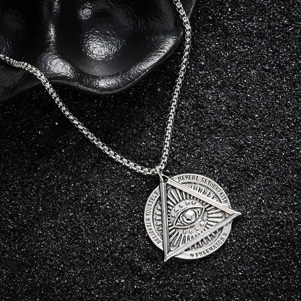 Retro geometric Devil's Eye necklace
