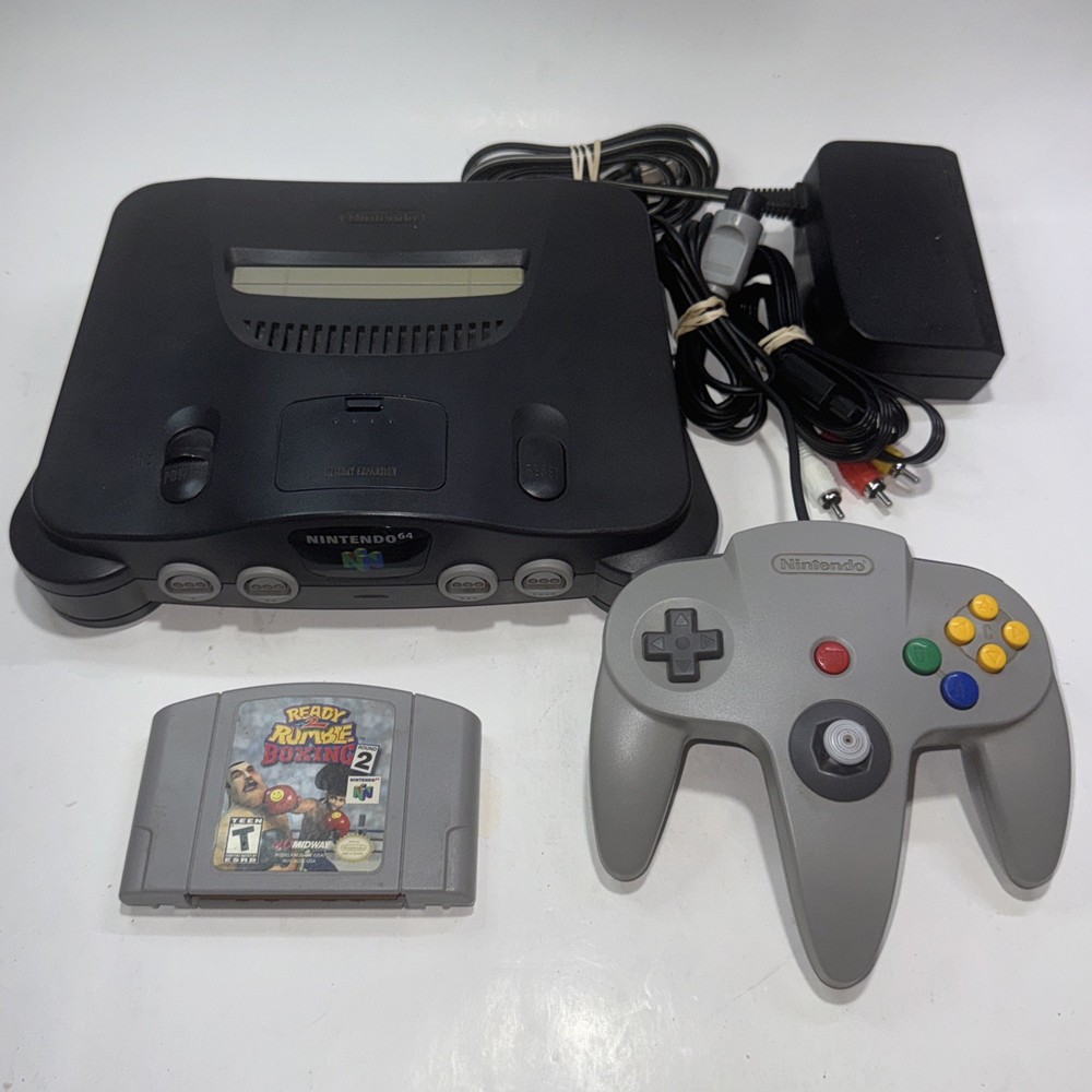 Nintendo 64 N64 Console W/ Ready To Rumble Game Controller Cables Tested Working