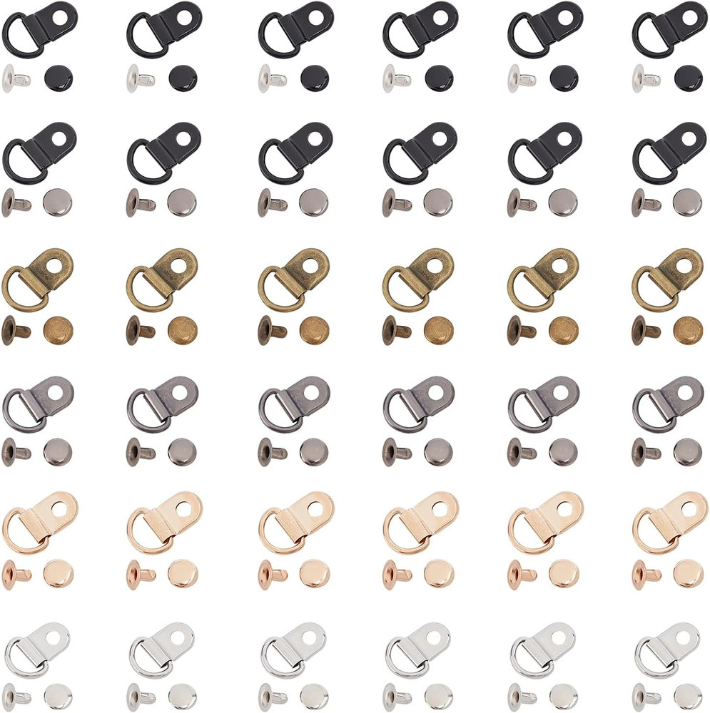 60 Sets Shoes Boots Lace Hooks Loop Ring with Rivets Shoe Boot Buckle D Ring