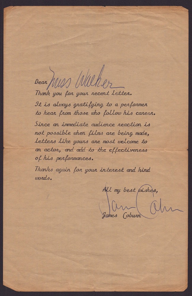 JAMES COBURN - TYPED LETTER SIGNED