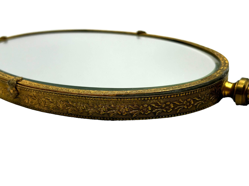 Antique Brass Handheld Vanity Mirror