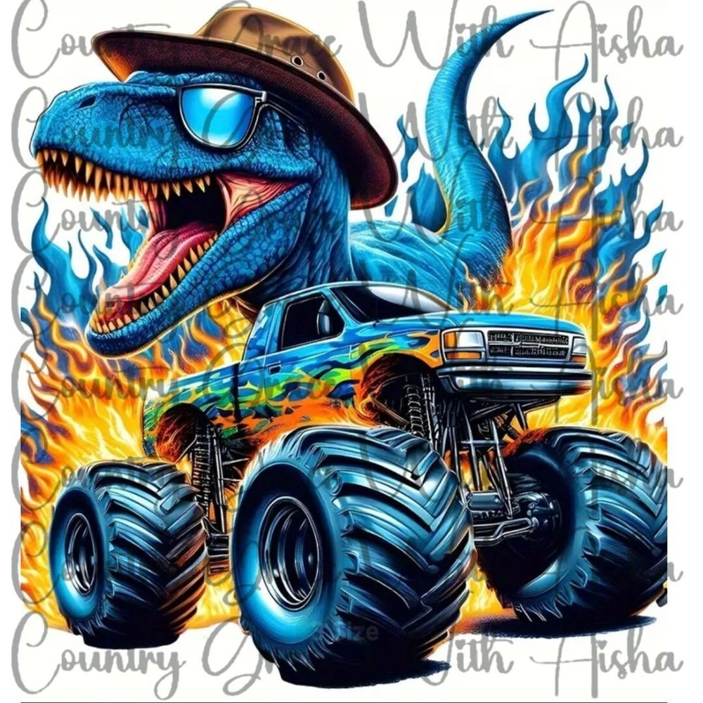 Sublimation Transfer Blue Dinosaur Ready To Press Heat Transfer