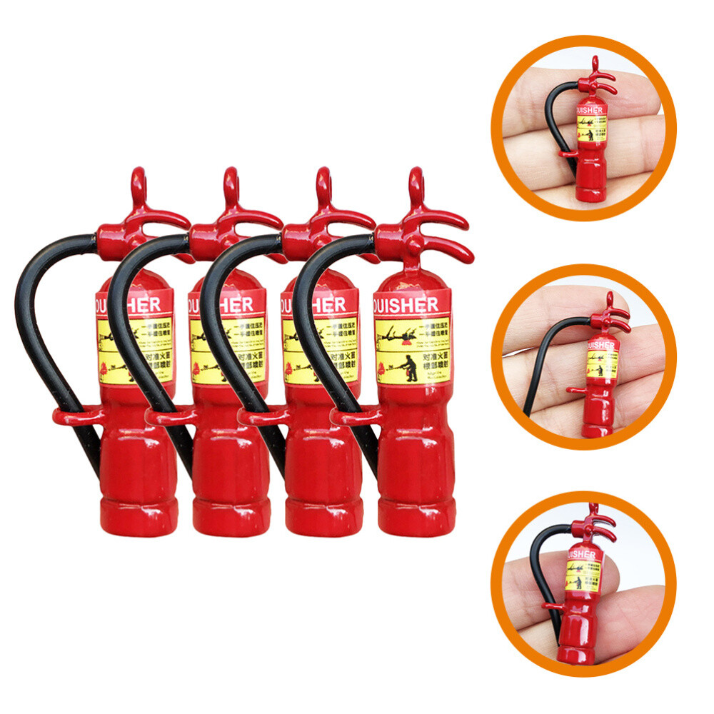 4 Pcs Mini Fire Extinguisher Model Miniature Extinguishers Metal Toy