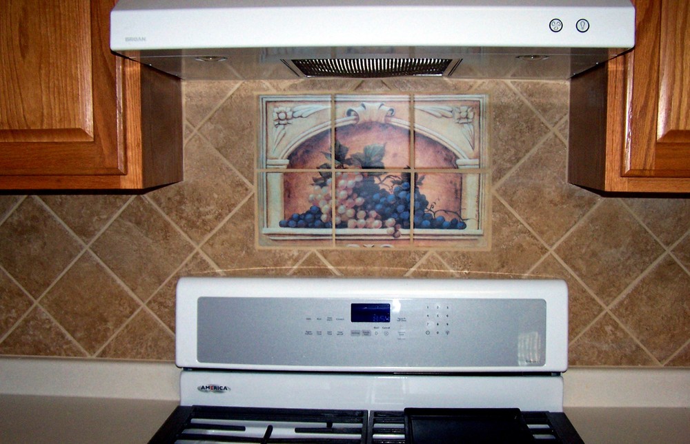 20 x 12 Mural Tumbled Marble Grape Backsplash Tile #110